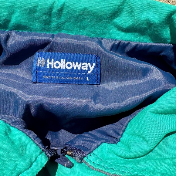 Vintage Holloway Bomber Jacket Brothers Industries Embroidered‎ Green Trim Large - Picture 3 of 5